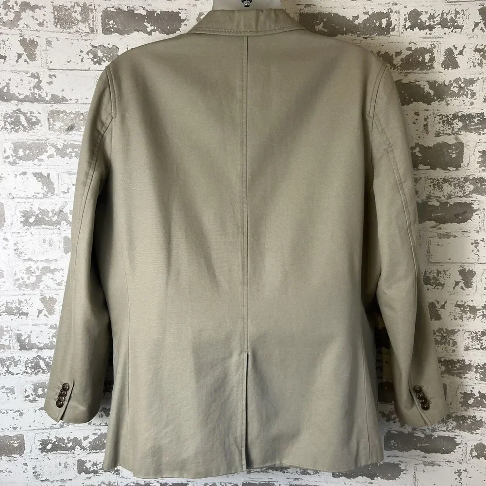 Eddie Bauer Blazer Men’s L Khaki Cotton Canvas Unstructured Casual Oversized - Picture 5 of 16
